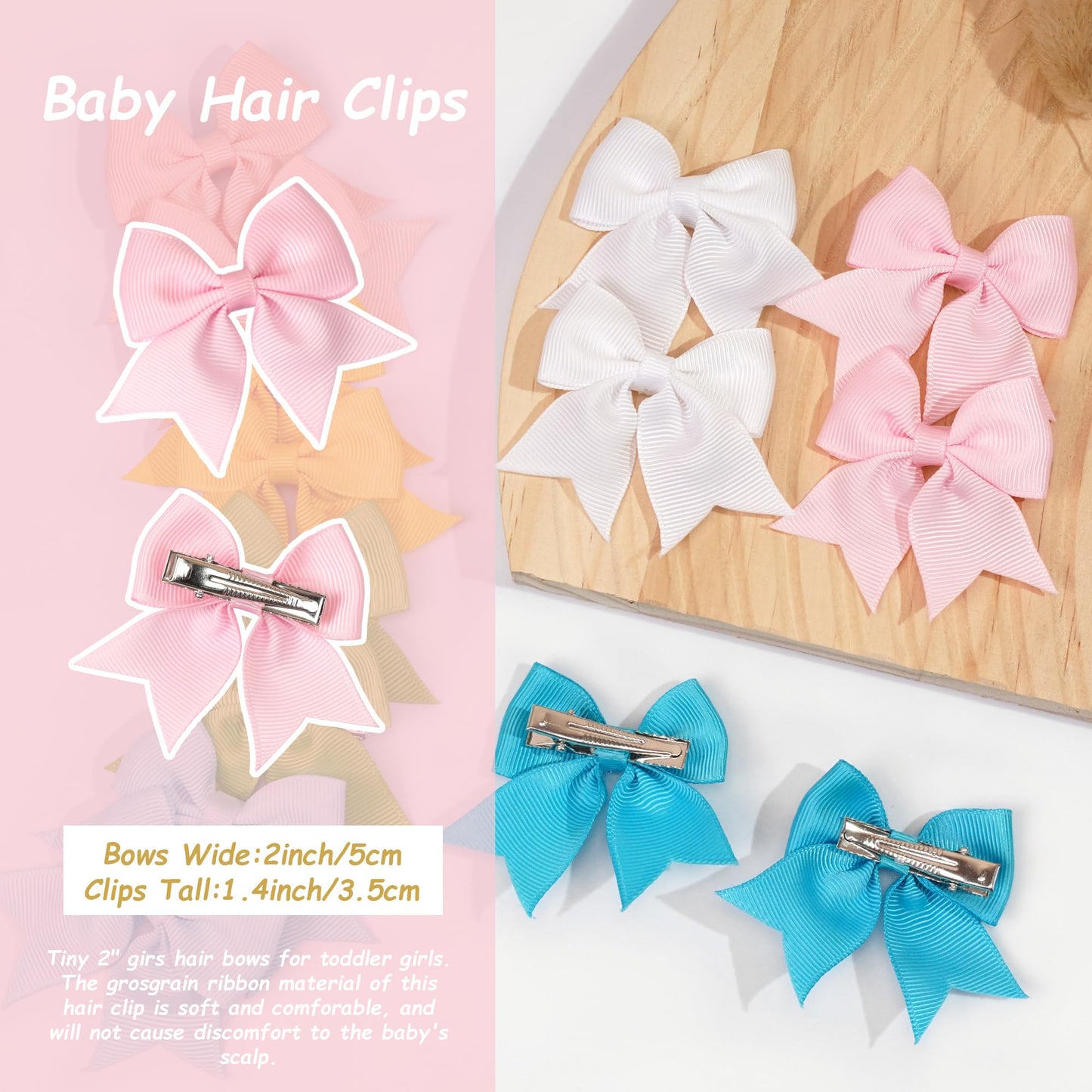 C  Llot 20Pcs 2.36 Inch Hair Bows For Girls Grosgrain Ribbon Toddler Hair Bows Alligator Clips For Baby Girls Kids Infants Back