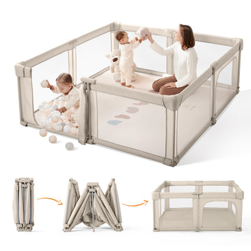 Sweeby Baby Playpen, 59x59 Inch Gate Foldable for Babies and Toddlers, Extra Large with Door Play Yard for Fence Indoor and Outd