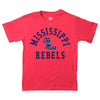 Wes And Willy Ncaa Kids Ss Organic Cotton Tee Shirt, Ole Miss Rebels, Cherry, 4T