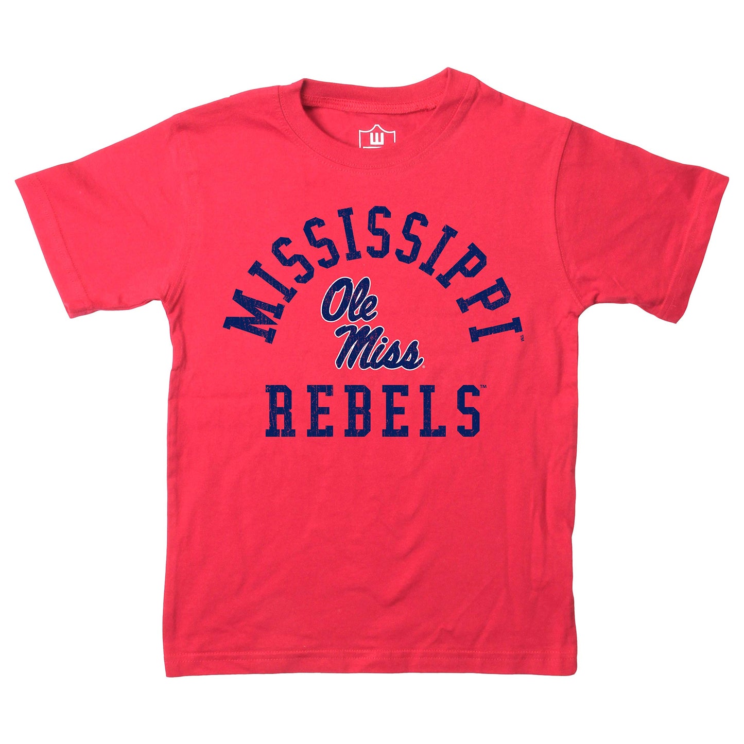 Wes And Willy Ncaa Kids Ss Organic Cotton Tee Shirt, Ole Miss Rebels, Cherry, 4T