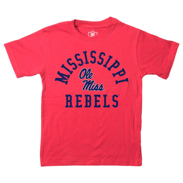 Wes And Willy Ncaa Kids Ss Organic Cotton Tee Shirt, Ole Miss Rebels, Cherry, 4T