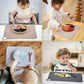 Moonkie Silicone Placemats For Baby & Kid, Stain Resistant Non-Slip Toddler Food Mats Eating Table Mat With 2 Packs(Teal/Mustard