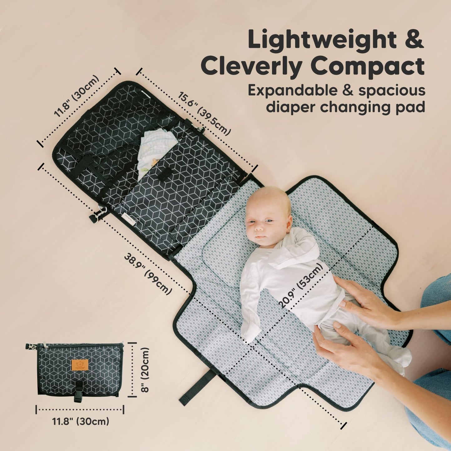 Portable Diaper Changing Pad - Waterproof Travel Changing Mat For Baby, Foldable Baby Diaper Clutch, Detachable Baby Travel Diap