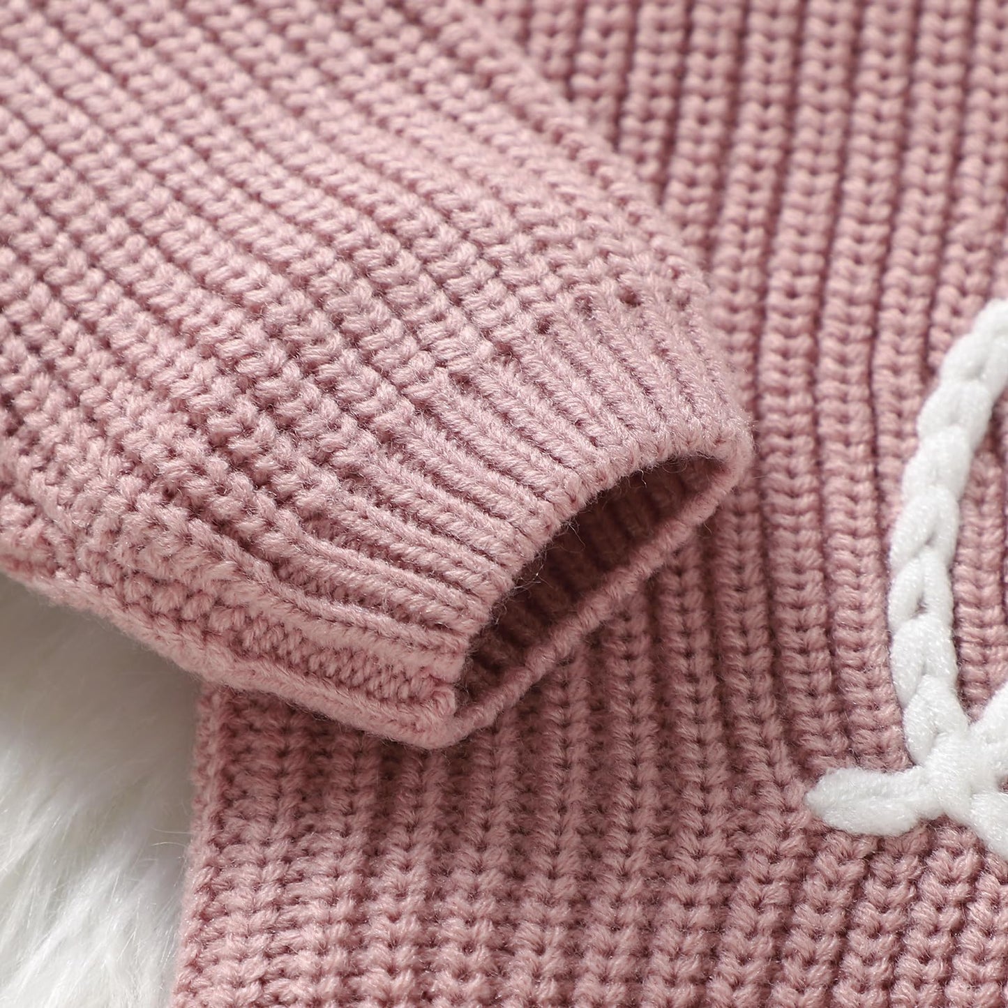 My First Valentines Day Baby Girl Outfit Baby Valentines Day Sweater Love Embroidery Knit Pullover Sweatshirt Top(B-Pink,12-18 M