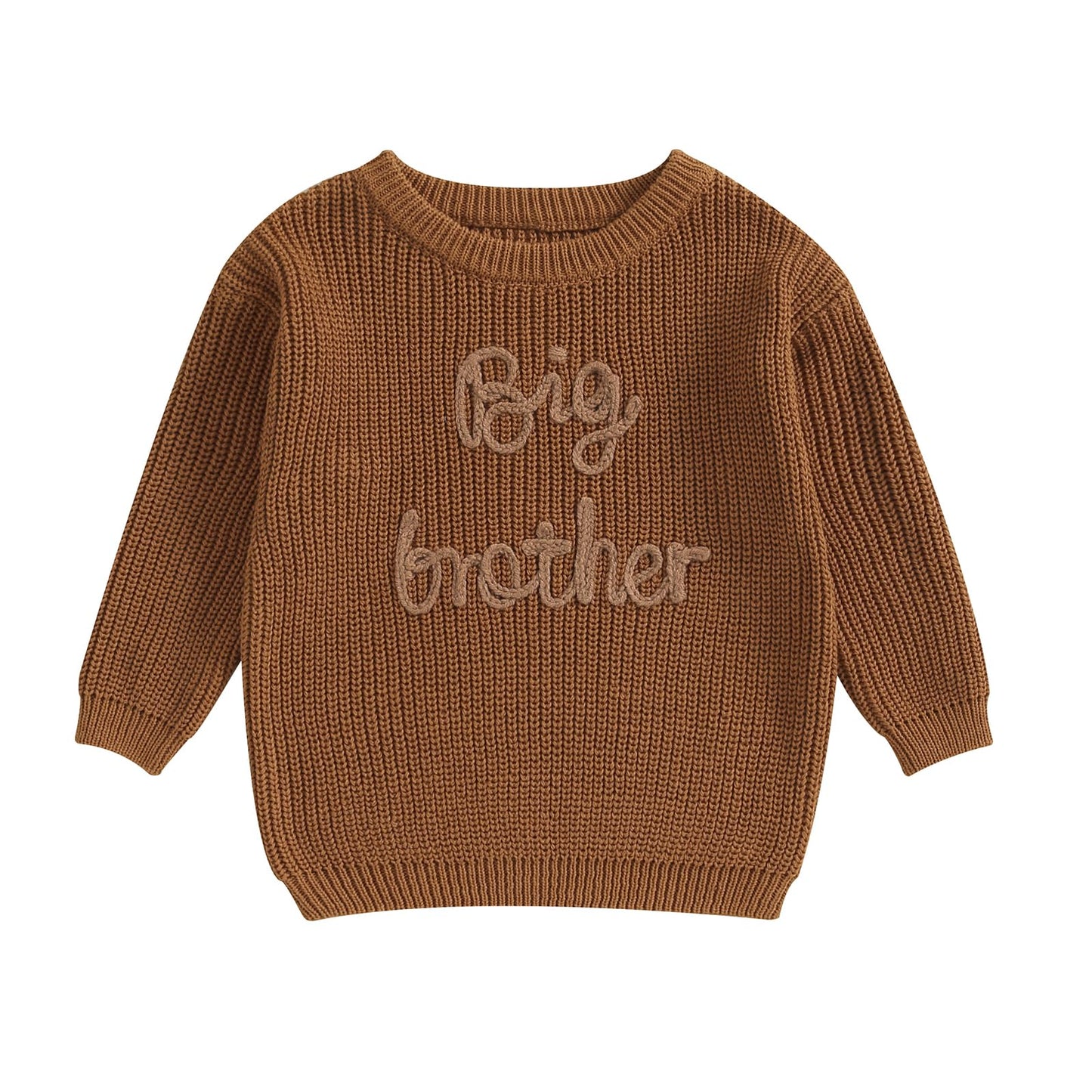 Toddler Baby Girl Boy Long Sleeve Knit Sweater Brothers Sisters Letter Embroidery Round Neck Pullover Fall Winter Tops (Big Brot
