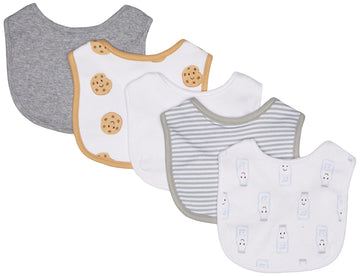 Touched By Nature Unisex Baby Organic Cotton Bibs, Milk Cookies, One Size