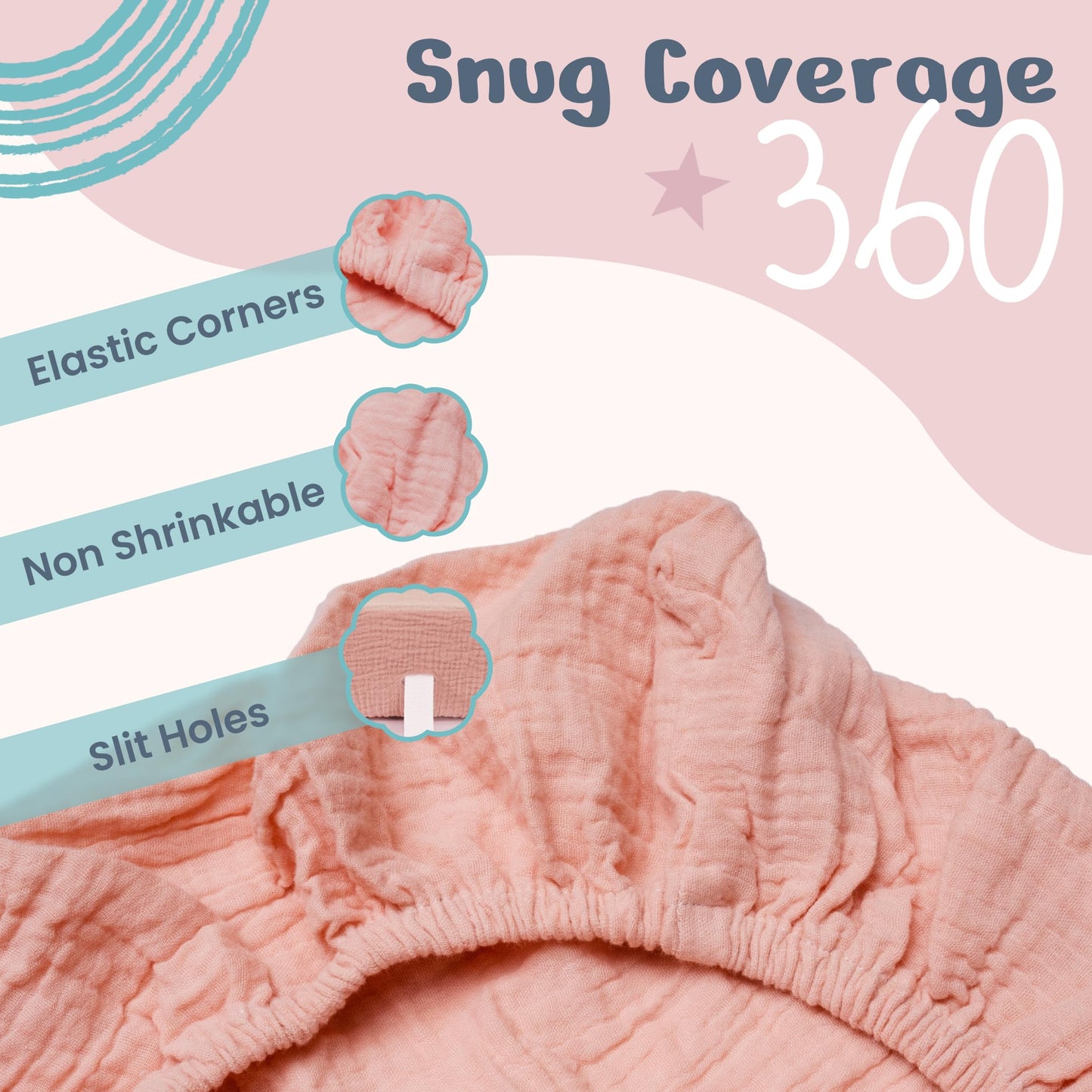 100% Muslin Changing Pad Cover Ultra Soft 120Gsm Baby Changing Pad Covers For Girls And Boys - Easy Wash Diaper Changing Pad Cov