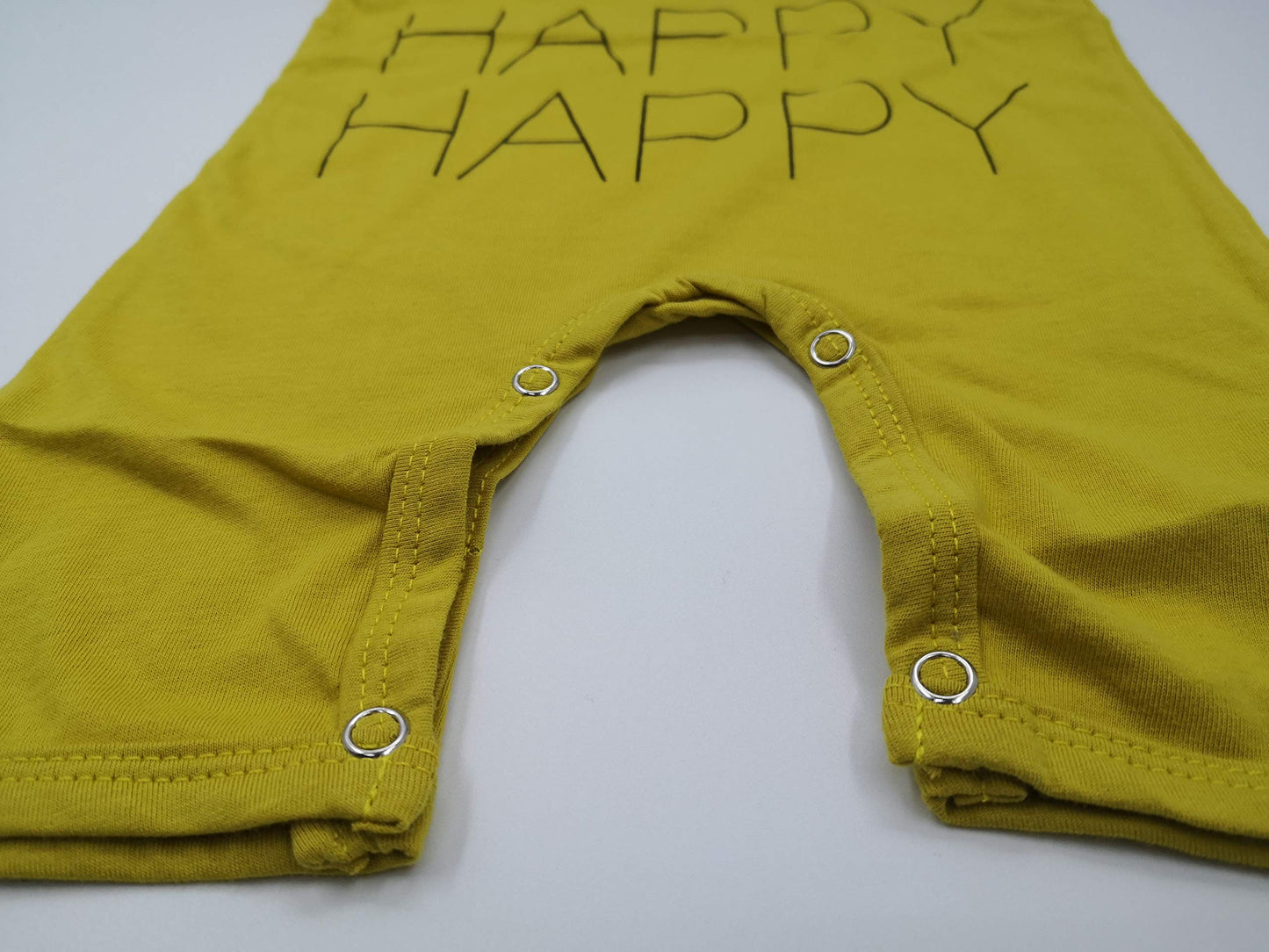 Ayiyo Baby Infant Short Sleeves Happy Printed Bodysuit Rompers Shortalls Outfit Yellow