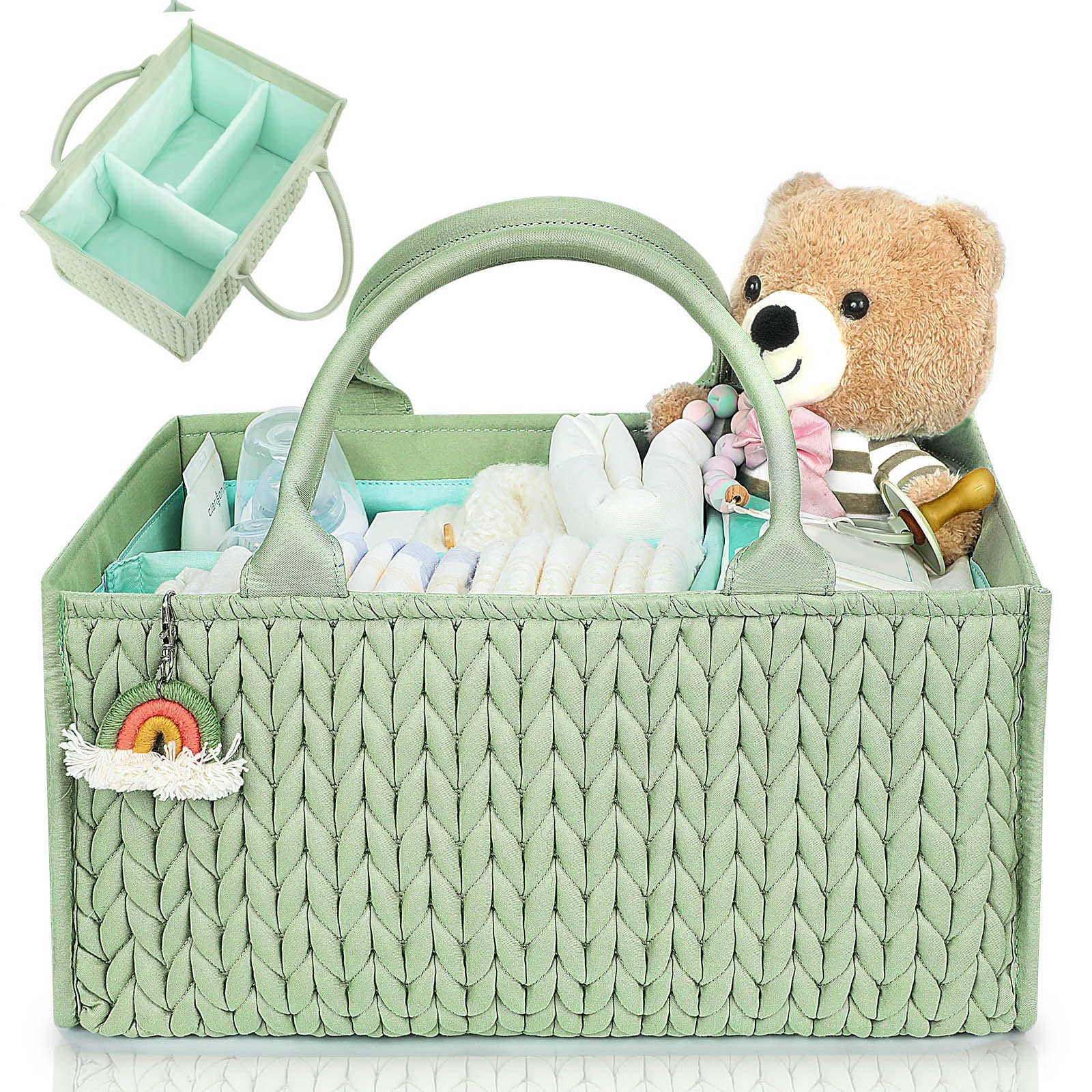Mominside Diaper Caddy Organizer, Baby Basket Nursery Storage, Portable Changing Table Car Caddy Organizer For Girl Boy, Baby Re