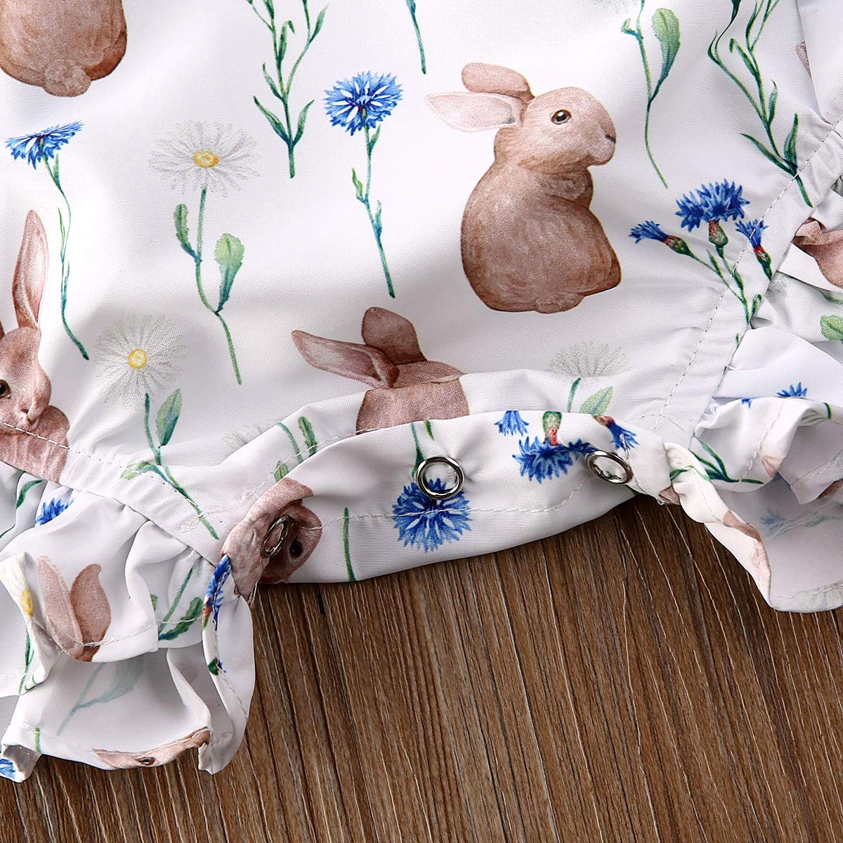 Lamuusaa Infant Baby Girls Easter Bunny Romper Ruffled Sleeveless Bodysuit One-Piece Jumpsuit Shorts Summer Outfits 3-18M (White
