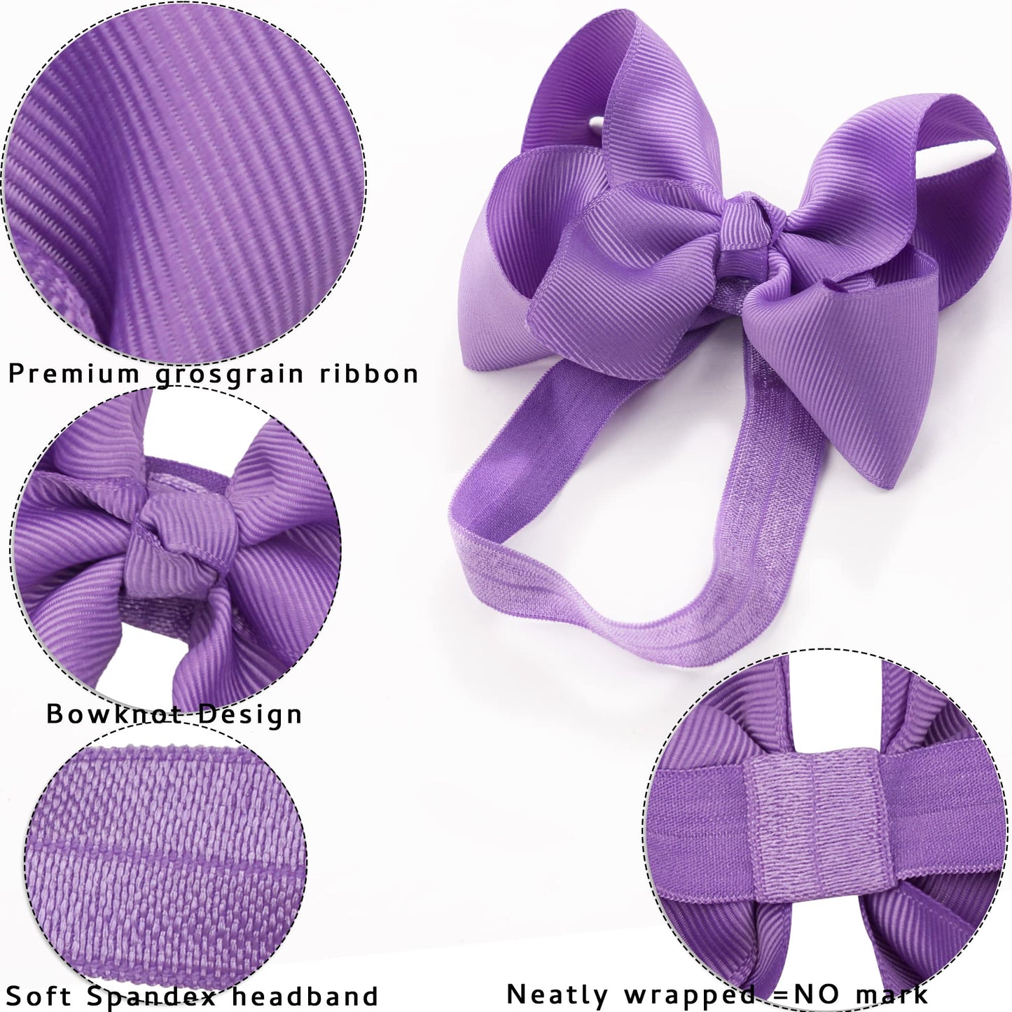 C  Llot Baby Girls Headbands Grosgrain Ribbon 4.5' Hair Bows Headband Big Bow Hair Bands For Toddler Pack Of 20