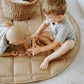Uniklook Padded Quilted Leather Round 47' 120Cm Play Mat | Indoor Outdoor | Reversible Tan + Cream | Timmy Time Mat Crawling Pl