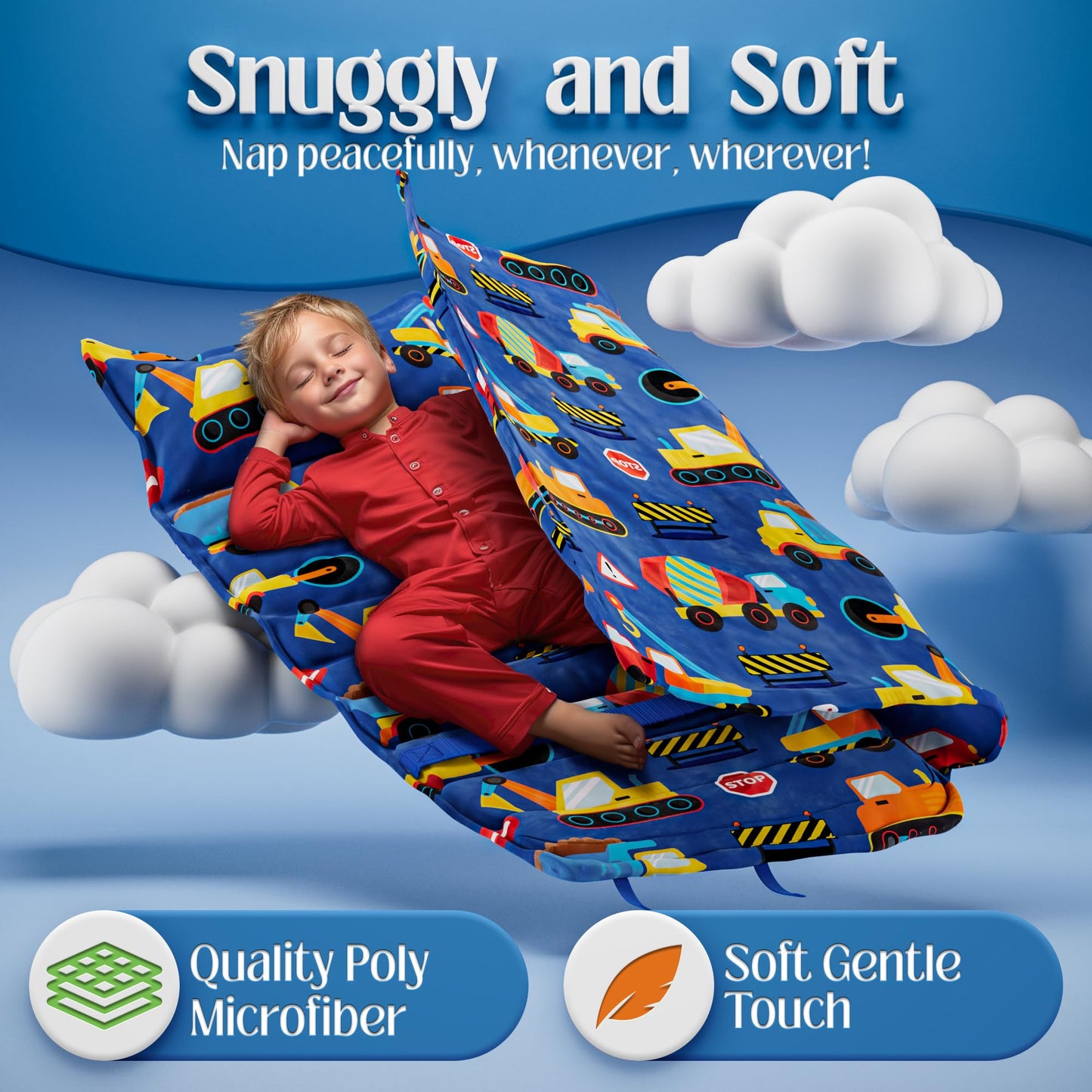 Klevly Nap Mats For Preschool Ages 3-5 | Soft & Non-Toxic Fabric | Nap Mat For Toddlers | Toddler Nap Mats For Daycare | Kinderg