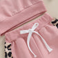 Kupretty Baby Girl Fall Winter Clothes Toddler Outfit Letters Graphic Crewneck Sweatshirts Joggers Pants Set (Pink, 6-12 Months)