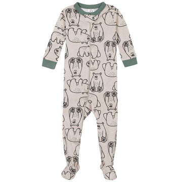 Gerber Baby Boys' Toddler 2-Pack Footed Pajamas, Bear Green Stripes White, 3T