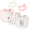 Hudson Baby Unisex Baby Cotton Bib And Headband Or Caps Set, Enchanted Forest, One Size