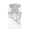 Hudson Baby Unisex Baby Cotton Animal Face Hooded Towel, Modern Elephant, One Size