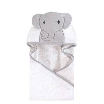 Hudson Baby Unisex Baby Cotton Animal Face Hooded Towel, Modern Elephant, One Size