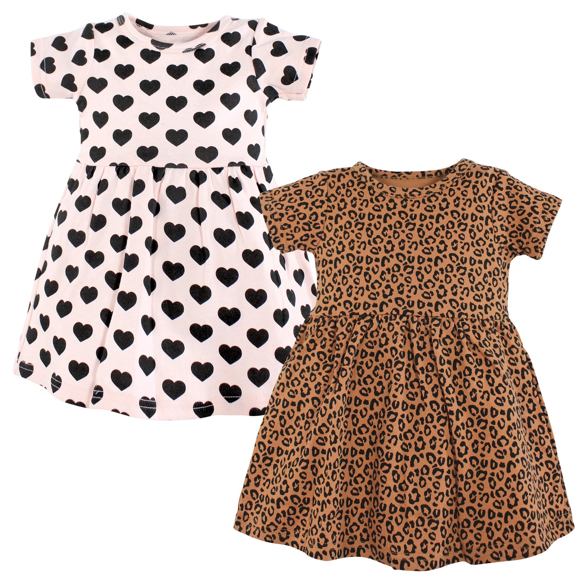 Hudson Baby Baby Girls Cotton Dresses, Leopard And Hearts, 0-3 Months