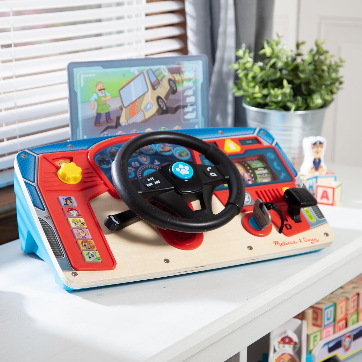 Melissa & Doug PAW Patrol Rescue Mission Wooden Dashboard - Kids Activity Board, Toddler Sensory Toys, Pretend Play Driving Toy,