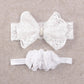 Nishine 2 Pack Baptism White Newborn Bowknot Headbands Baby Christening Hair Bows Headwrap Toddler Hairband (Circle Button)