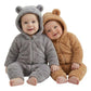 Baby Winter Fleece Romper, Hooded Bear Ears Design, Mint Green, FullZip Jumpsuit (2, Grey&Brown, 0309month)