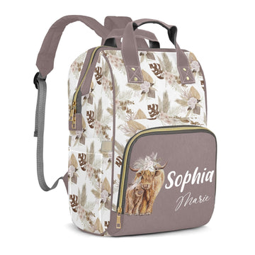Personalized Diaper Bag Mommy Bag with Multi-function Shoulders Outdoor Backpack for Newborn Baby Boy Girl Yak, Customized Nappy