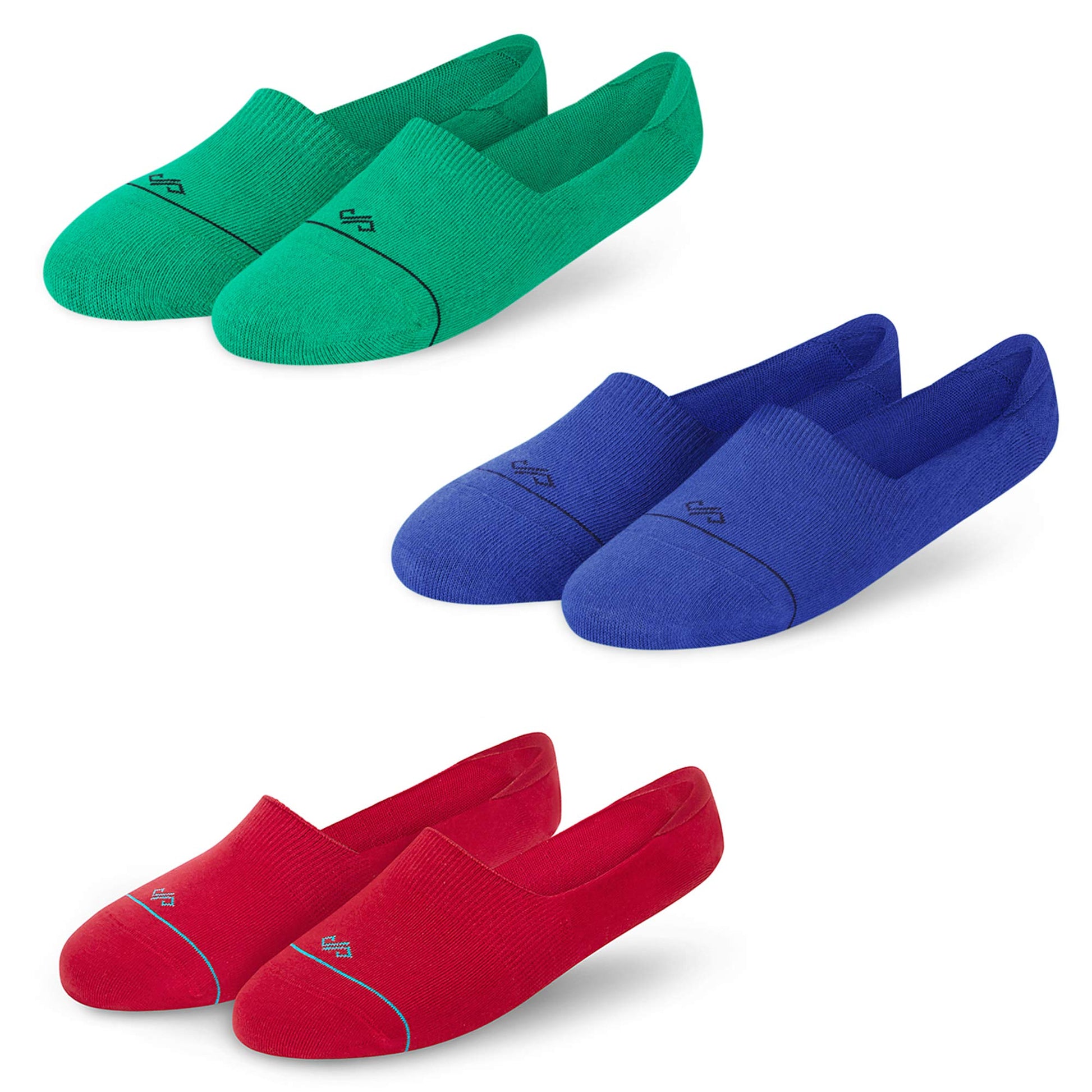 Dynamocks MenS And WomenS Combed Cotton Loafer Socks With AntiSlip Silicon (Pack Of 3) (Blue + Green + Red, Multicolour, Free
