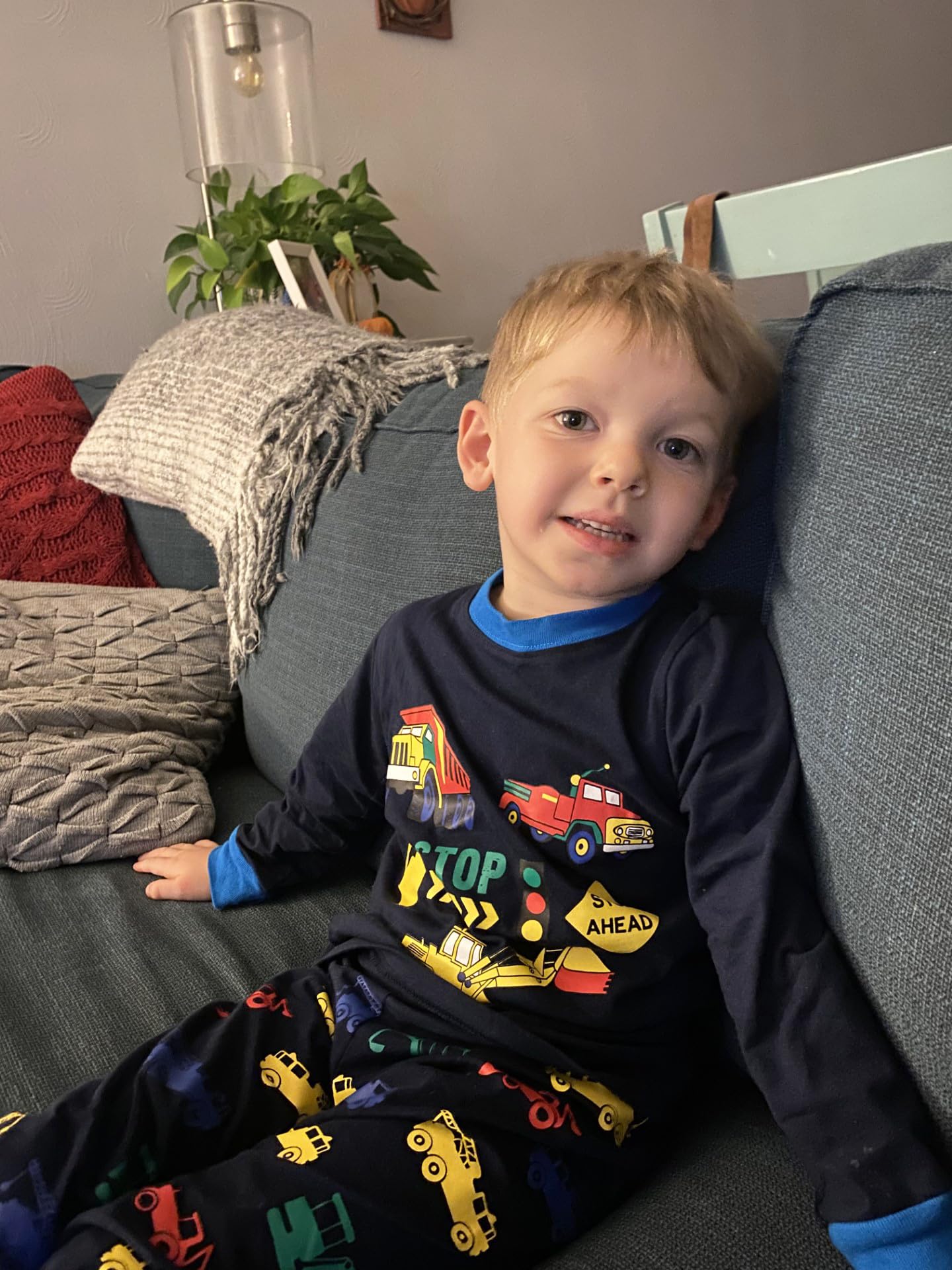 Boys Pajamas Truck Long Sleeve Cotton Pjs Toddler Excavator Clothes Set Winter Sleepwear 2 Piece Kids Construction Pj 3T