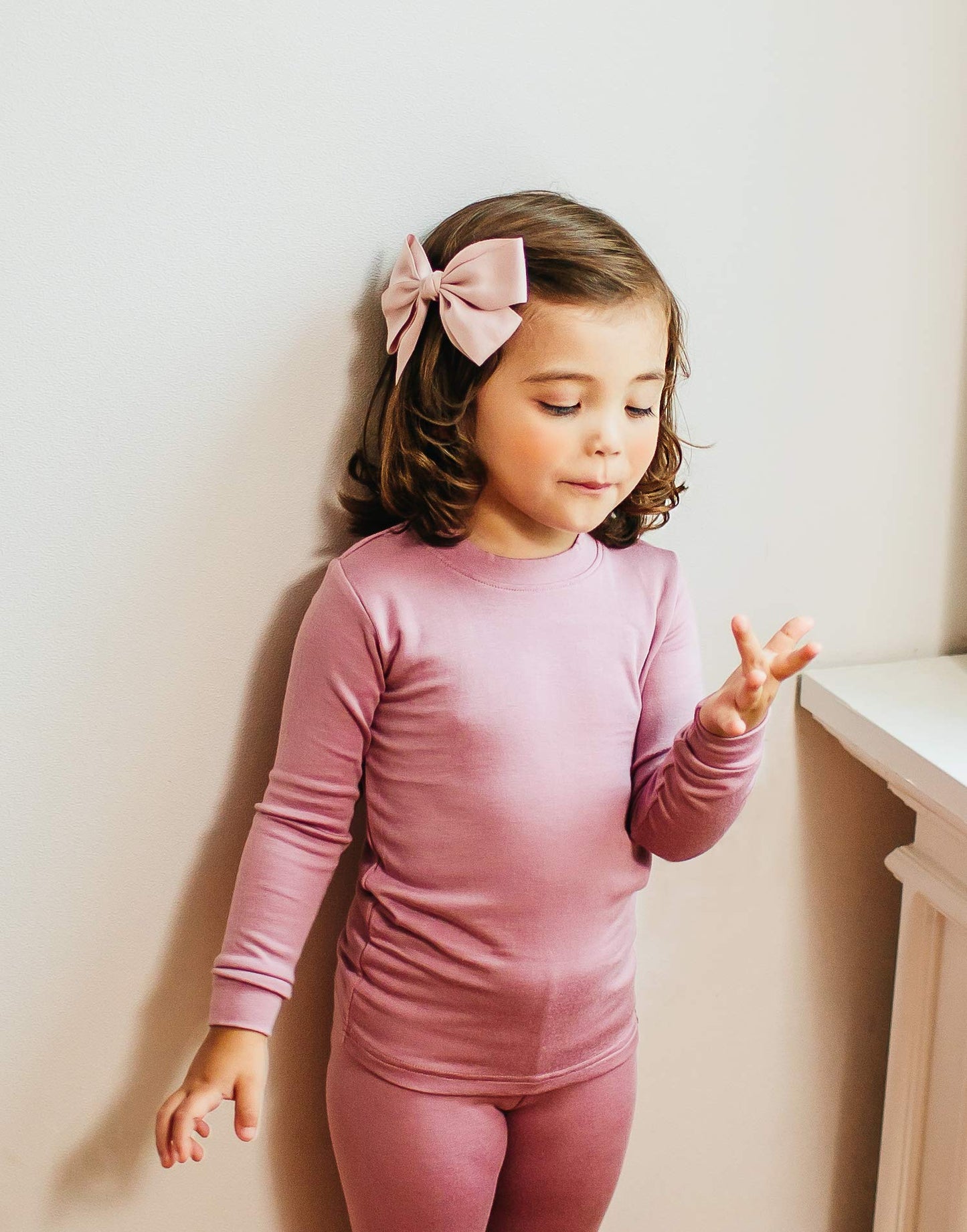Vaenait Kids Long Sleeve Sleepwear Pajamas 2Pcs Set Modal Purplepink+Lavender Xs