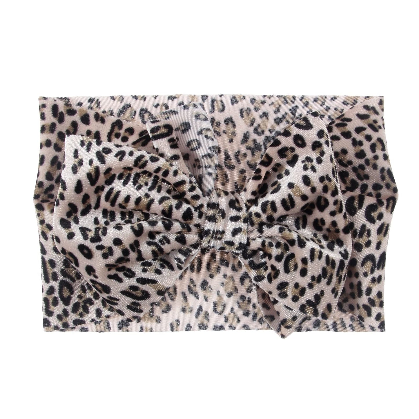 Nishine 5Pcs Baby Girls Soft Wide Leopard Hair Turban Head Wraps Kids Stretchy Knotted Bows Headband For Children Hair Accessori