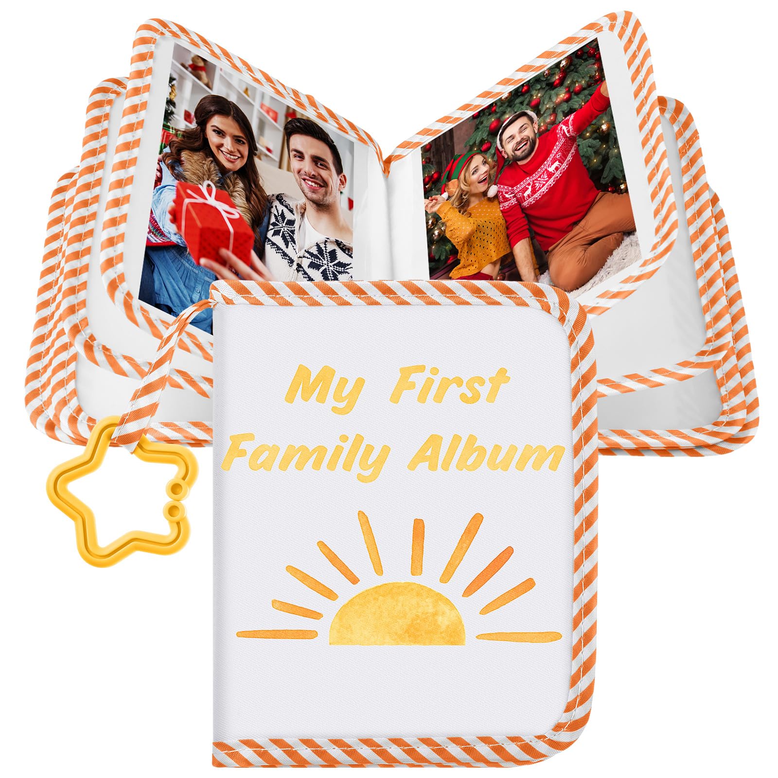 Fullhawl My First Family Album Holds 17 4x6 Pictures Photo Album Soft Cloth Book for Family Memory Gift (Sunshine)