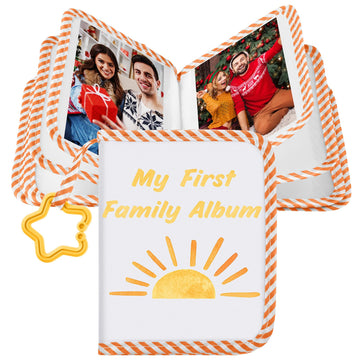 Fullhawl My First Family Album Holds 17 4x6 Pictures Photo Album Soft Cloth Book for Family Memory Gift (Sunshine)