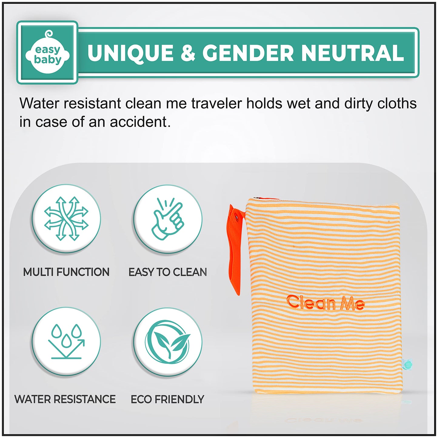 Easy Baby - Diaper, Bottle, And Supplies - Organizer Pouches And Changing Pad - Change, Feed, Dress, And Clean Me (8 Pack Seersu