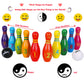 TOWO Wooden Skittles for Children - Wooden Skittle Set with Animal Faces and Numbers - 10 Pin Bowling Set for Kids Garden Toys-