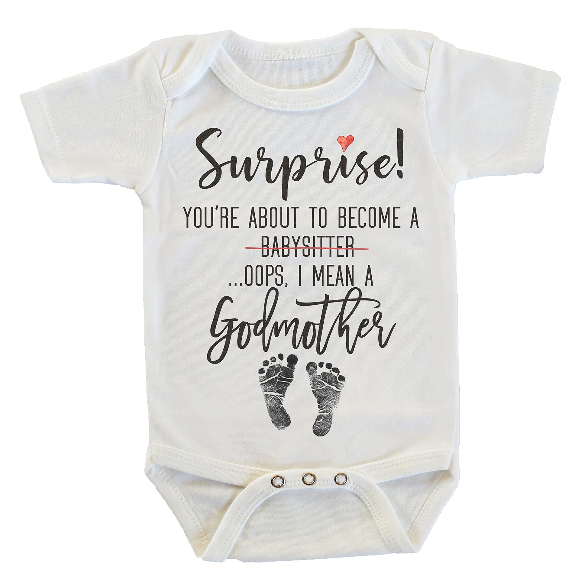Witty And Bitty Surprise You'Re About To Become A Babysitter Funny Pregnancy Reveal Announcement Gift Godmother Onesie/Bodysuit