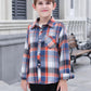 Sangtree Boys Long Sleeves Flannel Plaid Button Down Shirt Tops Orange Blue, 18-24 Months = Tag 90