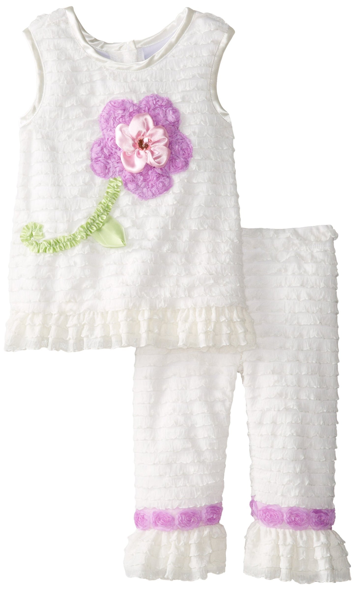 Rare Editions Baby Baby Girls' Eyelash Knit Legging Set, White, 12 Months