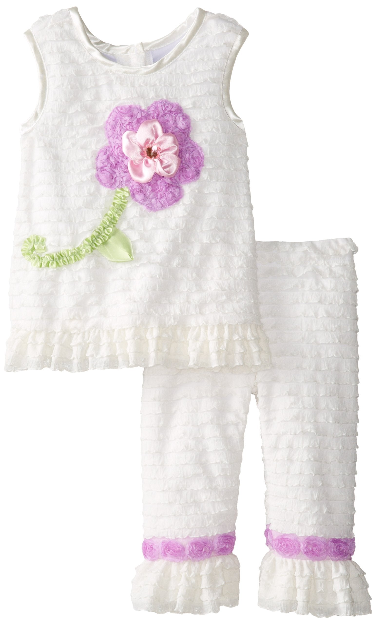 Rare Editions Baby Baby Girls' Eyelash Knit Legging Set, White, 12 Months