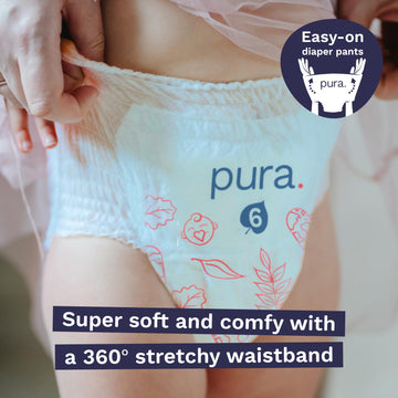 Pura Size 9 Diaper Pants - 1 X 15 Diapers (48+Lbs), Pull Up Disposable Baby Diapers For Sensitive Skin, Hypoallergenic, Fragranc