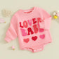 Fiomva Newborn Baby Girl Valentines Day Outfit Toddler Sweathirt Bubble Romper Infant Boy Oversized Onesie Clothes (U Love Babe