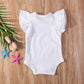 Infant Baby Girl Basic Ruffle Short Sleeve Cotton Romper Bodysuit Tops Clothes (White, 0-3 Months)