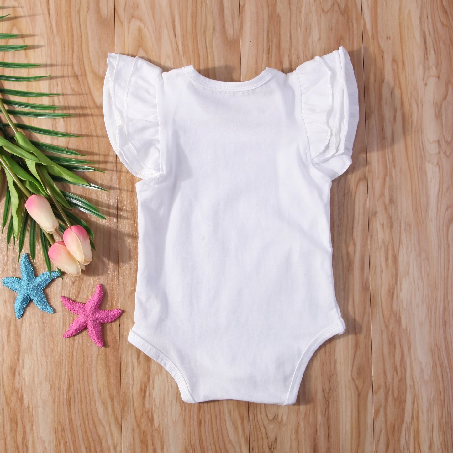 Infant Baby Girl Basic Ruffle Short Sleeve Cotton Romper Bodysuit Tops Clothes (White, 0-3 Months)