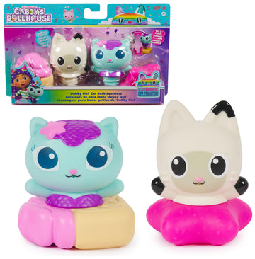Gabbys Dollhouse: Gabby Cat Bath Squirters, Mercat & Pandy Paws Floating Toddler Bath Toys for Girls & Boys Ages 3 and up