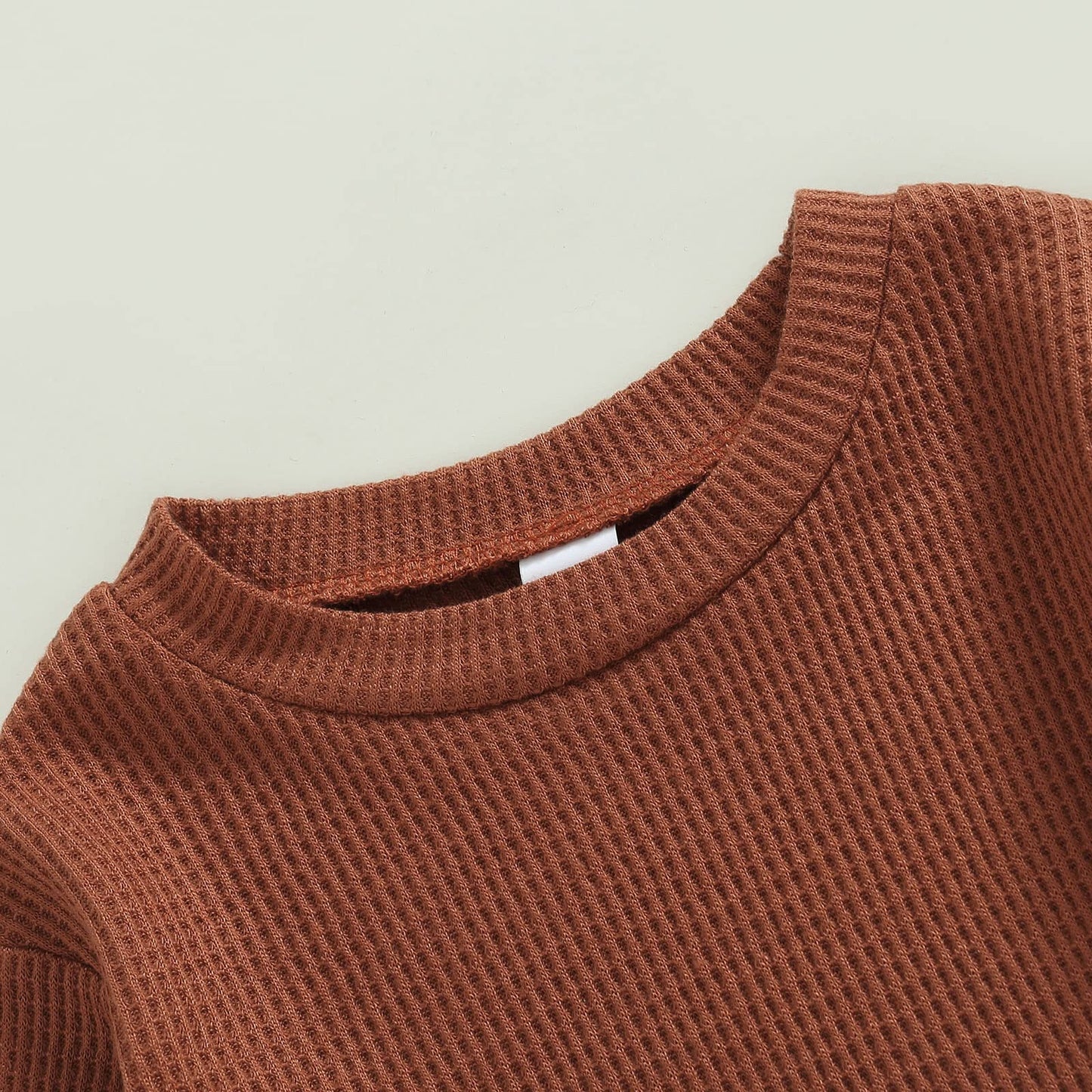 Infant Toddler Baby Boy Easter Outfits Long Sleeve Shirts Waffle Sweatshirt With Bunny Pants 2Pcs Spring Outfits (Bunny Brown, 0