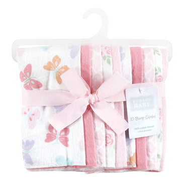 Hudson Baby Unisex Baby Cotton Flannel Burp Cloths, Pastel Butterfly, One Size