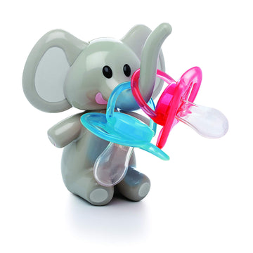Melii Elephant Pacifier Holder - Pacifier Storage - Grey With Grey Ears