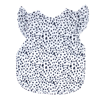 Bapronbaby Flutter Organic Dot Bapron - No Neck Tie Safer Bib For Baby & Toddler - Soft Waterproof Stain Resistant - Machine Was