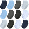Jakidar 12 Pair Baby Toddler Socks Non-Slip Grip Cotton Ankle Socks For Boys Girls Non Skid Soles For Infants Kids, Blue Gray,2-