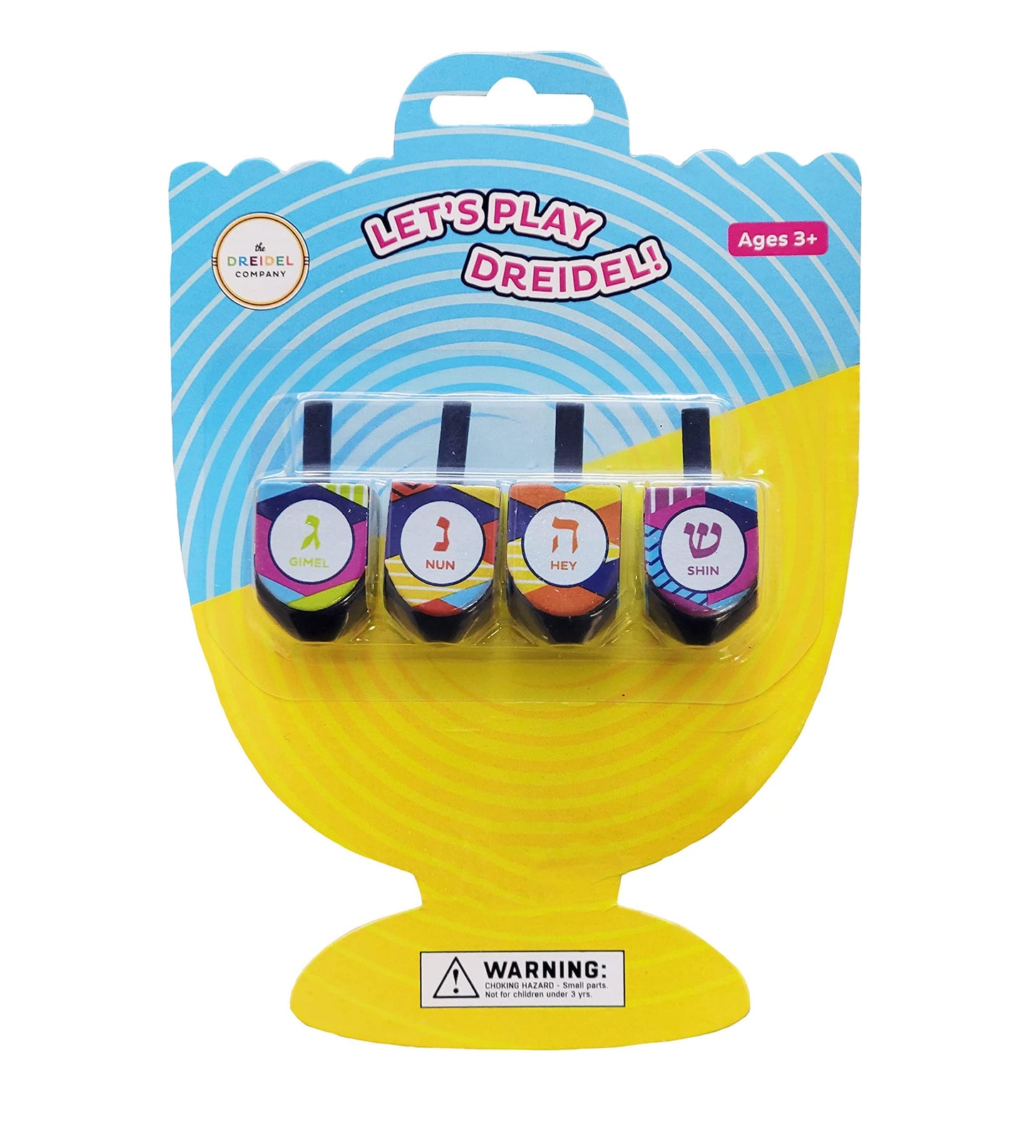 The Dreidel Company Multi Colored Hand Painted Wooden Dreidels, The Hanukkah Game, Let'S Play Dreidel (4-Pack)